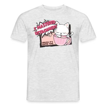 Cat mastered detachment Coffee Katze Comic Kaffee - Männer T-Shirt - Grau meliert - Vorne - AI Model Male 178 dark (178cm)