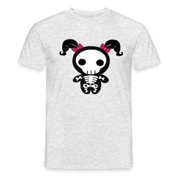 Helloween Ribbed Pink Braids Creepy Rockabilly - Men's T-Shirt - heather grey - Front - AI Model Male 178 dark (178cm)
