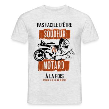 soudeur motard - T-shirt homme - gris chiné - Devant - AI Model Male 178 dark (178cm)