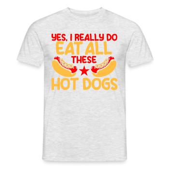Yes, I really eat all these hot dogs Hot Dog G - Men's T-Shirt - heather grey - Front - AI Model Male 178 dark (178cm)