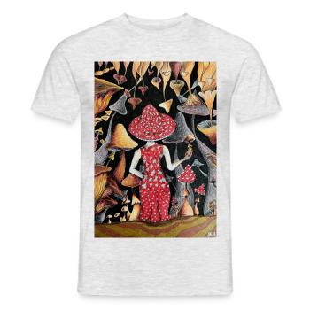 Mushroom Lady - Männer T-Shirt - Grau meliert - Vorne - AI Model Male 178 dark (178cm)