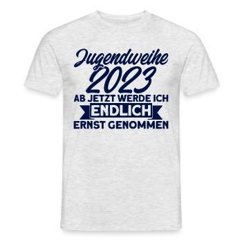 Jugendweihe 2023 Ab Jetzt Werde Ich Endlich Ernst - Männer T-Shirt - Grau meliert - Vorne - AI Model Male 178 dark (178cm)