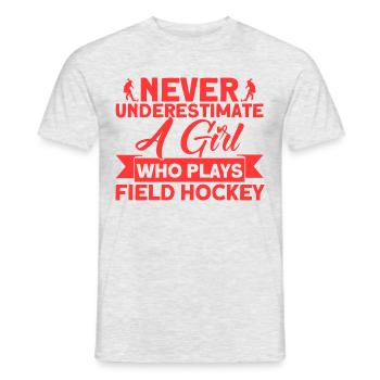 Field hockey game indoor field hockey team sports - Men's T-Shirt - heather grey - Front - AI Model Male 178 dark (178cm)
