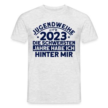 Jugendweihe 2023 Die Schwersten Jahre Habe Ich Hin - Männer T-Shirt - Grau meliert - Vorne - AI Model Male 178 dark (178cm)