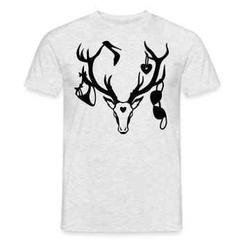 Cerfs avec des proies / rut 1c - T-shirt homme - gris chiné - Devant - AI Model Male 178 dark (178cm)