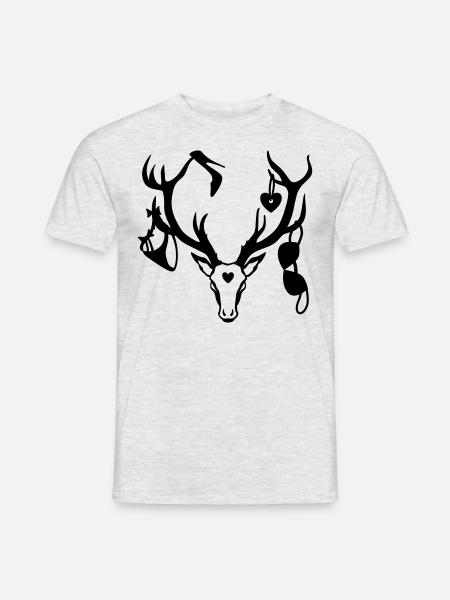 Hirsch mit Beute / Brunftzeit 1c - Männer T-Shirt - Grau meliert