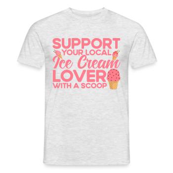 Soutenez l’amateur local de crème glacée Eiscrem - T-shirt homme - gris chiné - Devant - AI Model Male 178 dark (178cm)