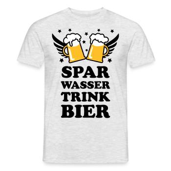 49 Spar Wasser trink Bier Spruch Sprüche - Männer T-Shirt - Grau meliert - Vorne - AI Model Male 178 dark (178cm)