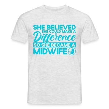 Doula Obstétricien Cadeau - T-shirt homme - gris chiné - Devant - AI Model Male 178 dark (178cm)