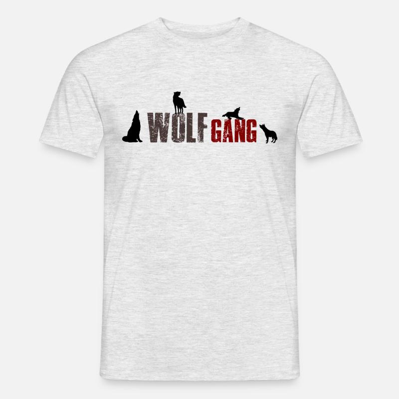 Wolfgang- Wolf Gang 2 Name oder Tiergruppe? - Männer T-Shirt - Grau meliert