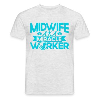 Sage-femme obstétricienne LD Work Gift - T-shirt homme - gris chiné - Devant - AI Model Male 178 dark (178cm)