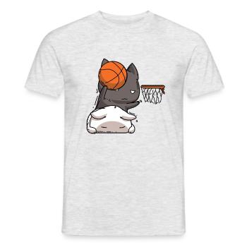 Basket-ball de chat - T-shirt homme - gris chiné - Devant - AI Model Male 178 dark (178cm)