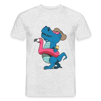 Dinosaur as a tourist - Men's T-Shirt - heather grey - Front - AI Model Male 178 dark (178cm)