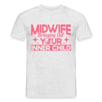 Midwife LD Work Obstetrician Gift - Men's T-Shirt - heather grey - Front - AI Model Male 178 dark (178cm)