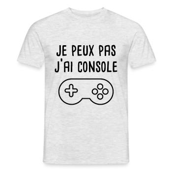 Je peux pas j ai console manette jeux videos - T-shirt homme - gris chiné - Devant - AI Model Male 178 dark (178cm)