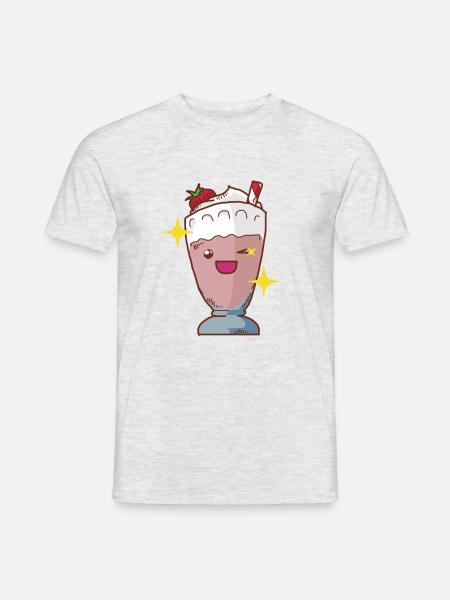 Milchshake Erdbeershake Erdbeermilchshake Shake - Männer T-Shirt - Grau meliert