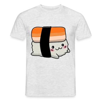 Süßes japanisches Nigiri Sushi Geschenk - Männer T-Shirt - Grau meliert - Vorne - AI Model Male 178 dark (178cm)
