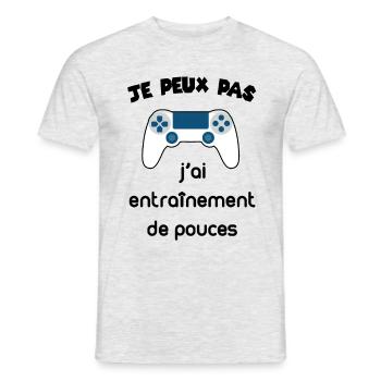 humour console - T-shirt homme - gris chiné - Devant - AI Model Male 178 dark (178cm)