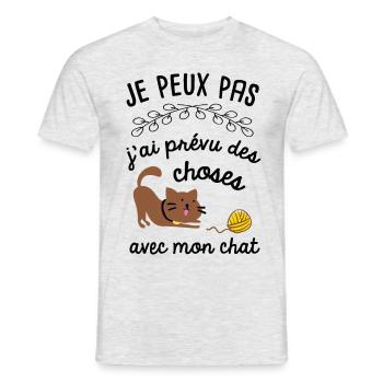 chat humour homme - T-shirt homme - gris chiné - Devant - AI Model Male 178 dark (178cm)
