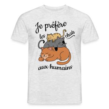 Humour plusieurs chats - T-shirt homme - gris chiné - Devant - AI Model Male 178 dark (178cm)