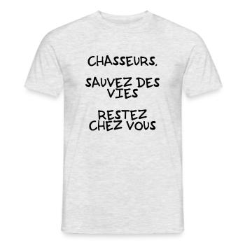 humour anti chasse - T-shirt homme - gris chiné - Devant - AI Model Male 178 dark (178cm)
