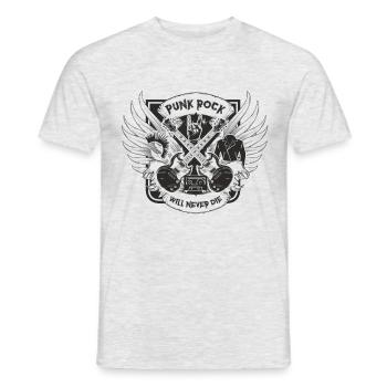 Punk Rock Will Never Die - Men's T-Shirt - heather grey - Front - AI Model Male 178 dark (178cm)