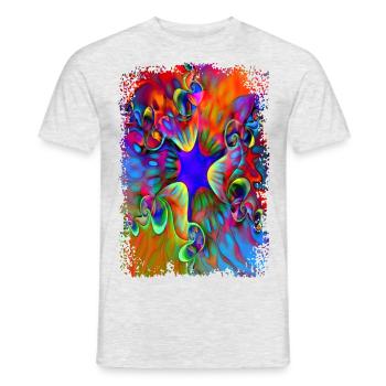 psychedelic flower power - Men's T-Shirt - heather grey - Front - AI Model Male 178 dark (178cm)