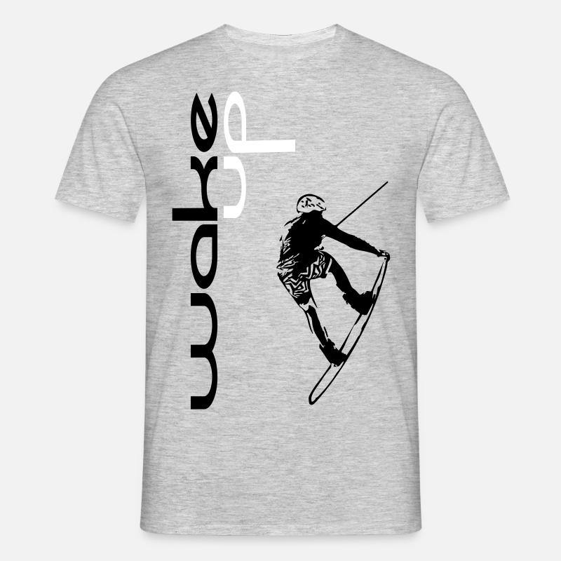 wake up for wakeboarding - Männer T-Shirt - Grau meliert