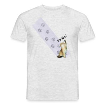 Süße Katze ist übers T-Shirt gelaufen - Männer T-Shirt - Grau meliert - Vorne - AI Model Male 178 dark (178cm)
