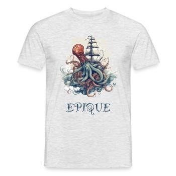 Octopus Combat - Men's T-Shirt - heather grey - Front - AI Model Male 178 dark (178cm)