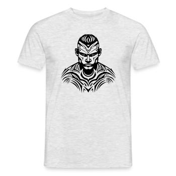 Tribal Boxer / Fighter Logo Tattoo Design - T-shirt homme - gris chiné - Devant - AI Model Male 178 dark (178cm)