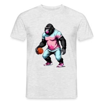 Gorille joue au Basket - T-shirt homme - gris chiné - Devant - AI Model Male 178 dark (178cm)