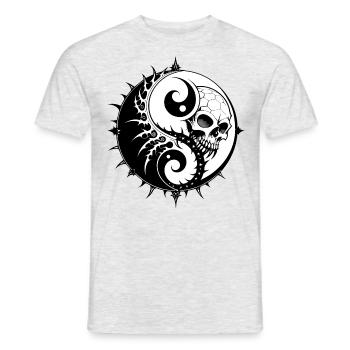 Yin Yang Skull // Totenkopf Symbol FS0169 - Men's T-Shirt - heather grey - Front - AI Model Male 178 dark (178cm)