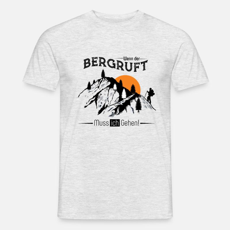 Der Berg ruft Wandern Wanderer - Männer T-Shirt - Grau meliert