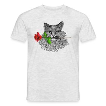 Romantische Katze - Männer T-Shirt - Grau meliert - Vorne - AI Model Male 178 dark (178cm)