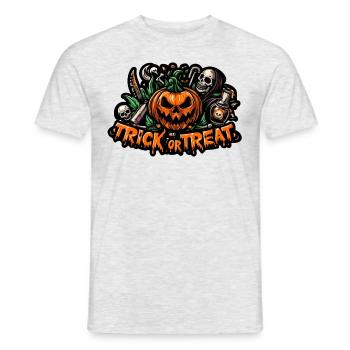 Trick or treat Halloween Pumpkin Horror Face - T-shirt homme - gris chiné - Devant - AI Model Male 178 dark (178cm)