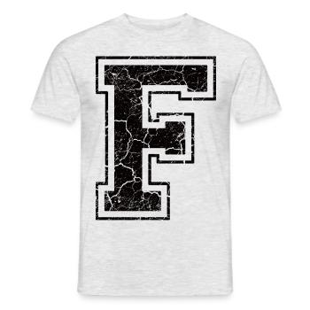 Un caractère F in Grunge-Look - T-shirt homme - gris chiné - Devant - AI Model Male 178 dark (178cm)