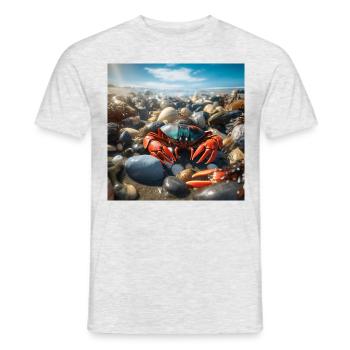Artwork: Crab on the beach - Men's T-Shirt - heather grey - Front - AI Model Male 178 dark (178cm)