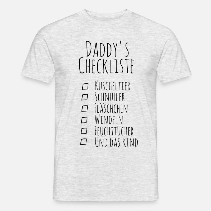 Daddy's Checkliste - Männer T-Shirt - Grau meliert