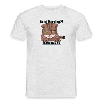 Good Morning Cat - Grumpy - Men's T-Shirt - heather grey - Front - AI Model Male 178 dark (178cm)