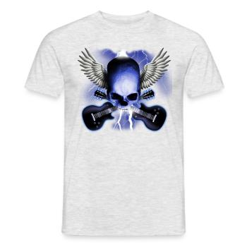 skull_and_wings_and_guitars - Men's T-Shirt - heather grey - Front - AI Model Male 178 dark (178cm)