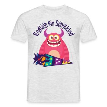 Écolier Scolarisation Monster cadeau à l’école - T-shirt homme - gris chiné - Devant - AI Model Male 178 dark (178cm)