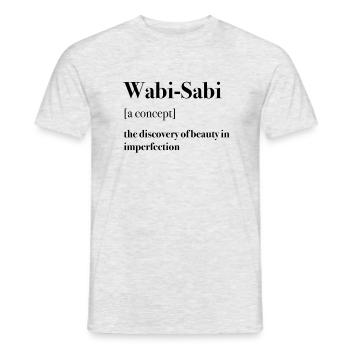 Wabi-Sabi, imperfekt, text, Spruch, Konzept - Männer T-Shirt - Grau meliert - Vorne - AI Model Male 178 dark (178cm)