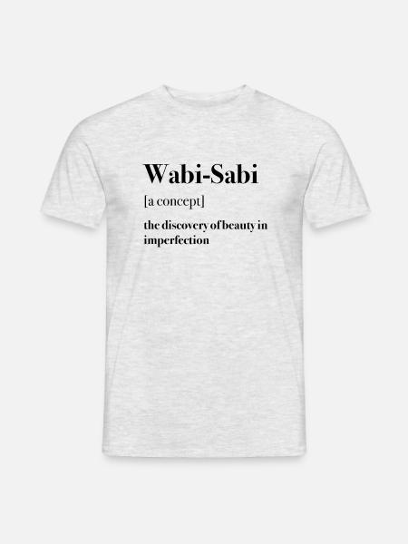 Wabi-Sabi, imperfekt, text, Spruch, Konzept - Männer T-Shirt - Grau meliert