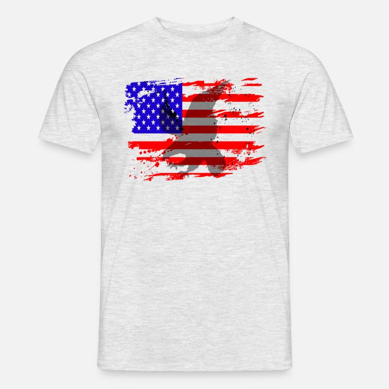 Drapeau us avec oiseau de proie aigle - T-shirt homme - gris chiné