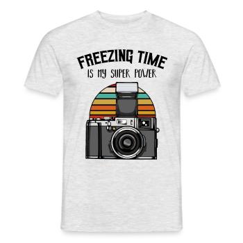 Photographer - Men's T-Shirt - heather grey - Front - AI Model Male 178 dark (178cm)
