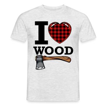 I Love Wood Cool Statement Lumberjack Gift - Men's T-Shirt - heather grey - Front - AI Model Male 178 dark (178cm)