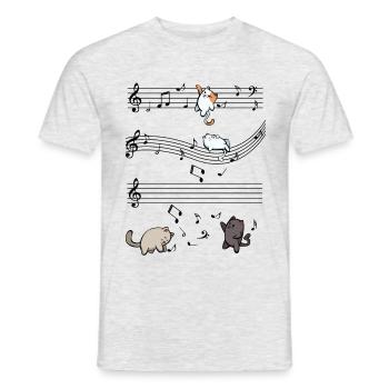 Musical Katzen Musiknoten Niedlich Geschenk - Männer T-Shirt - Grau meliert - Vorne - AI Model Male 178 dark (178cm)