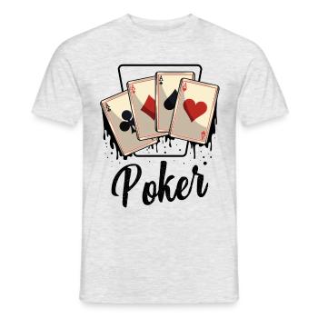 Poker - Men's T-Shirt - heather grey - Front - AI Model Male 178 dark (178cm)