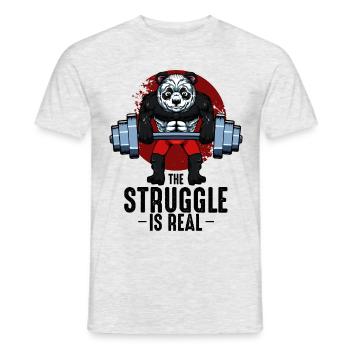 Body Building Panda Cool Bodybuilder gave - Mænd T-shirt - grå meleret - Foran - AI Model Male 178 dark (178cm)